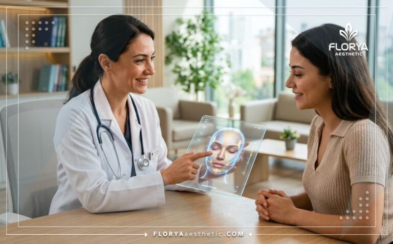 طبيب خبير يستخدم التكنولوجيا الحديثة لشرح تقنية البيو-ريفايتاليزيشن الإيطالية في تركيا للمريض