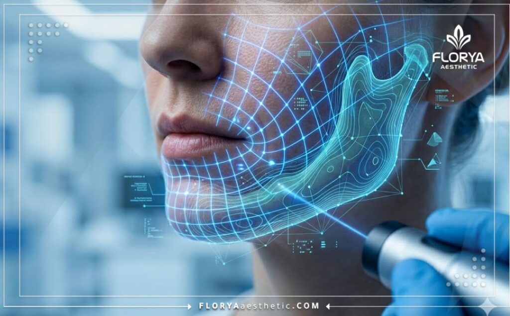 High-tech 3D macro surface scan of the jawline anatomy