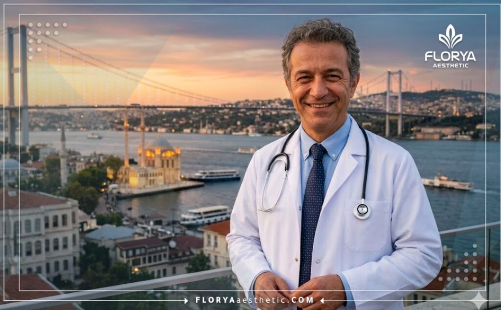 Friendly aesthetic doctor in Istanbul with the Bosphorus Bridge in the background