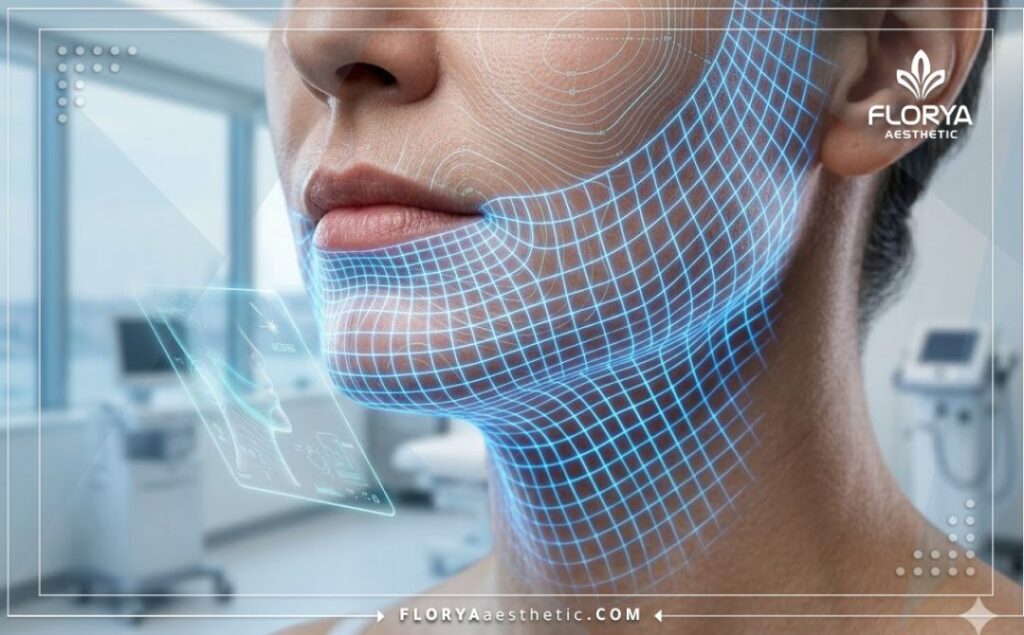 Cartographie numérique 3D haute technologie montrant la précision de la zone de la mâchoire.