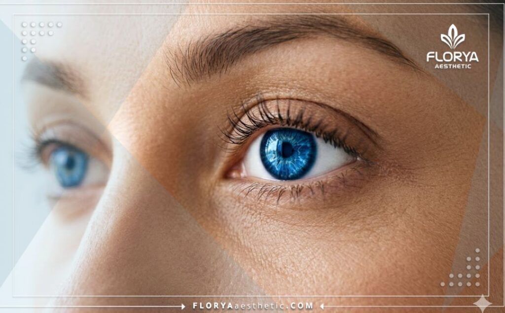 Un gros plan parfait mettant en évidence le résultat réussi du changement de couleur des yeux.