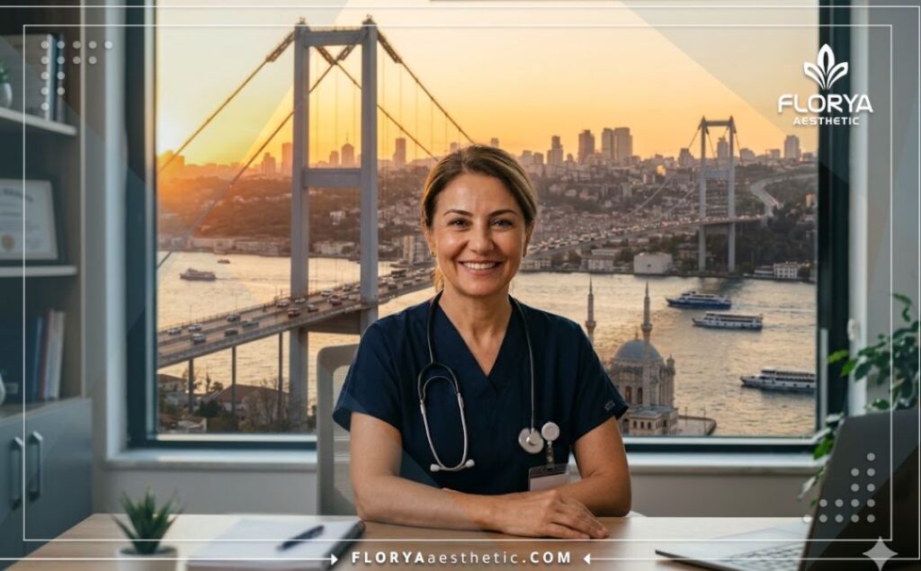 Un médecin accueillant en Turquie avec une vue magnifique sur Istanbul pour les patients internationaux.