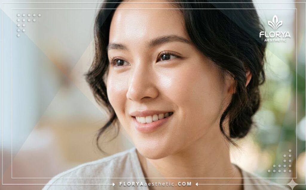 Close-up cinematic shot showing the perfect, radiant results of a successful chemical peel.