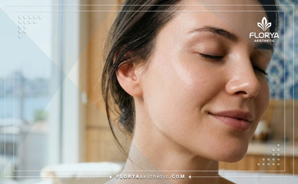 Close-up of perfect, glowing skin after a successful resurfacing treatment