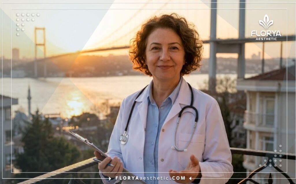Friendly aesthetic doctor in Istanbul near a recognizable landmark