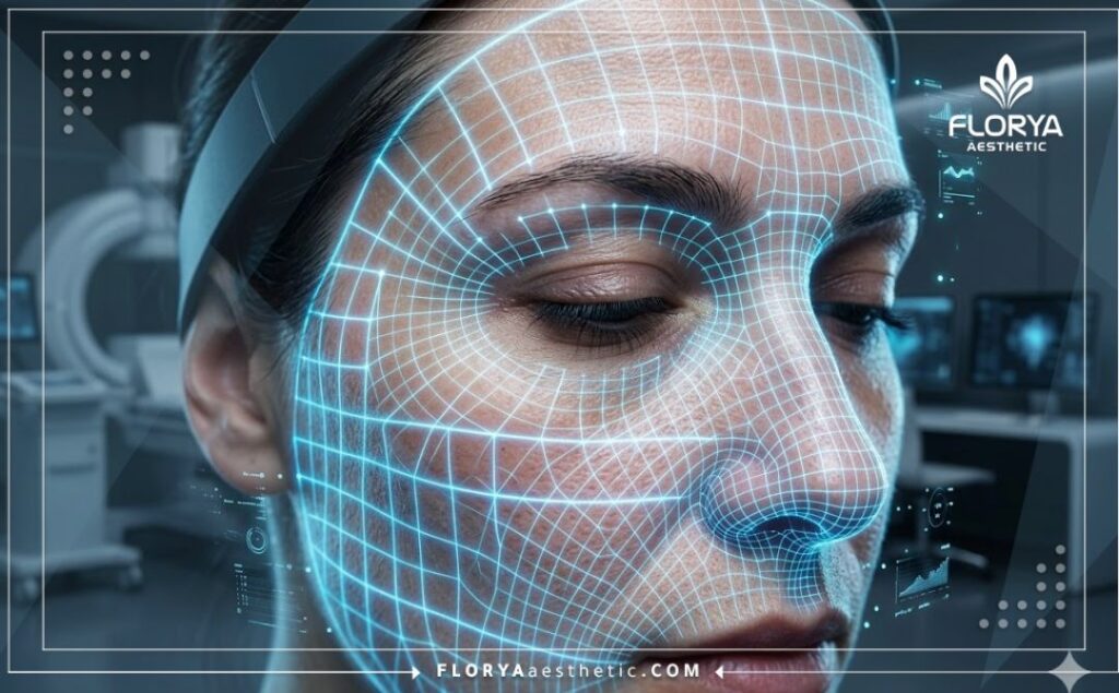 Scan 3D détaillé de la surface de la peau du visage pour traitement