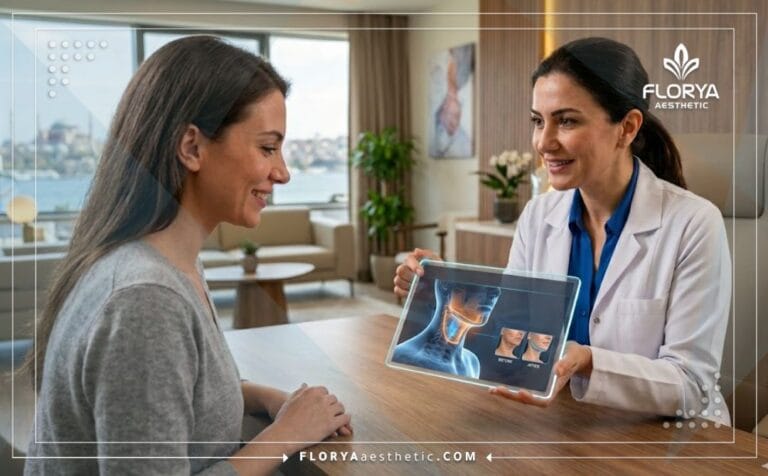 Médico profesional planificando digitalmente un Tratamiento de Papada con Renuvion en Turquía utilizando tecnología avanzada.