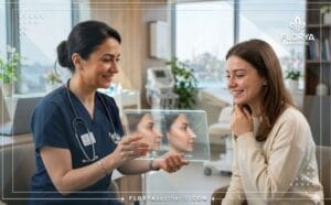 طبيب مختص يشرح خطة تجميل الأنف قبل وبعد في تركيا باستخدام جهاز لوحي متطور