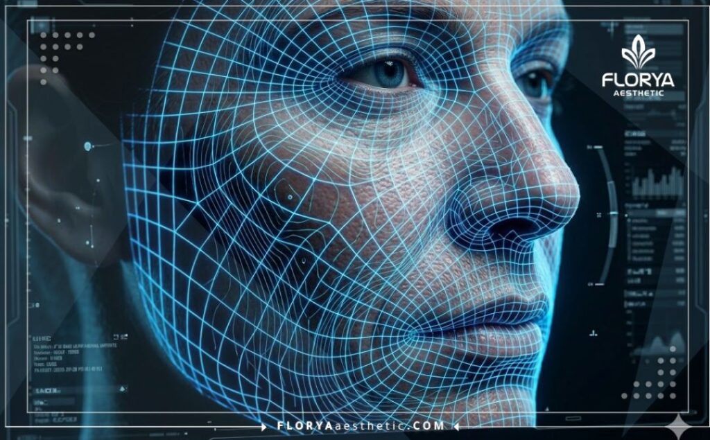 Scan 3D détaillé de la peau du visage pour visualiser le traitement.