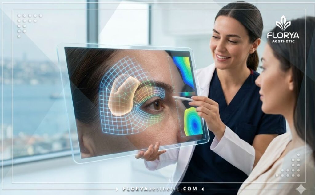 High-tech 3D surface scan of the temple area for precise facial filler injection