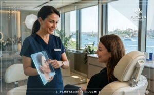 Médecin utilisant une tablette pour planifier les Injections de Sculptra pour les tempes en Turquie