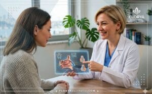 طبيب خبير يشرح خطة تعديل الحاجز الأنفي في تركيا للمريض باستخدام جهاز لوحي متطور
