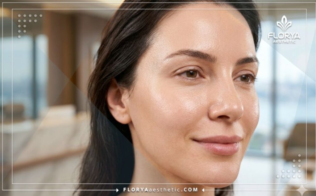 Gros plan sur une peau lisse et rajeunie montrant le résultat idéal du peeling