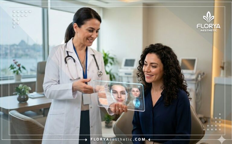 طبيب يستخدم التكنولوجيا لشرح علاج تجاعيد العين بجهاز سموث آي في تركيا