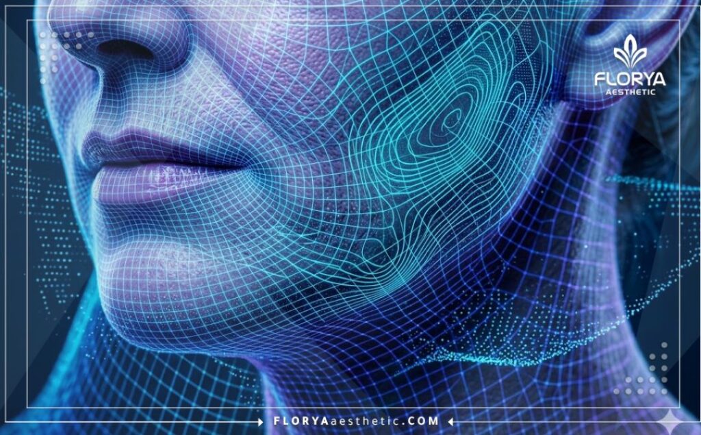 مسح رقمي ثلاثي الأبعاد يوضح دقة تخطيط منطقة الوجه والرقبة