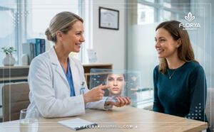 Professional doctor explaining Thread Lip Lift digital plan
