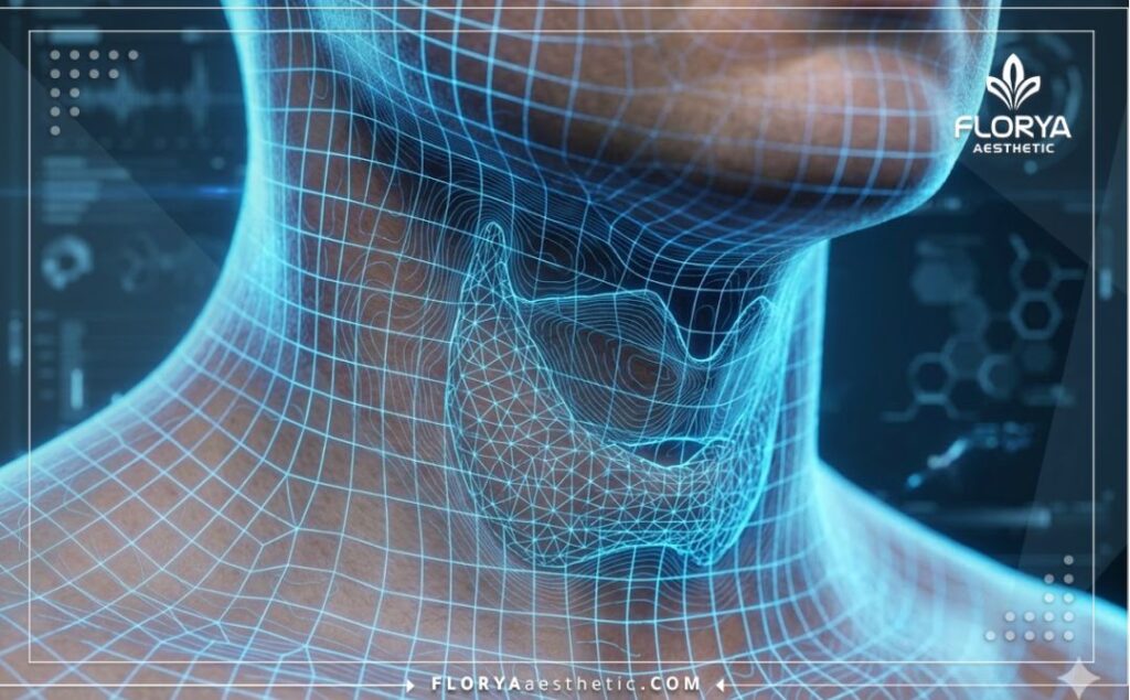Цифровое 3D-сканирование гортани с лазерной сеткой для точной визуализации.