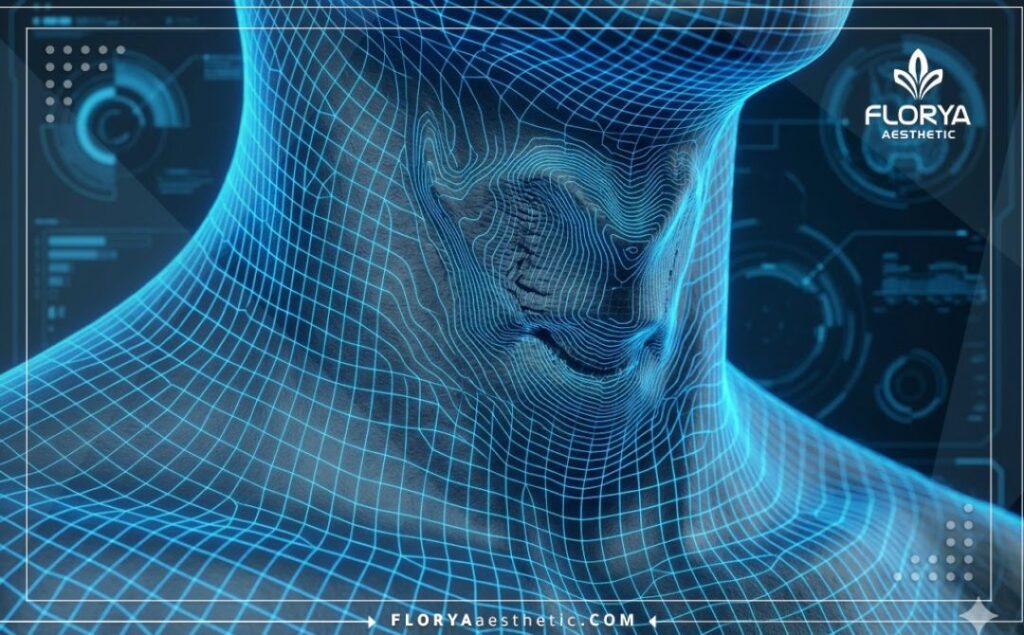 مسح ضوئي ثلاثي الأبعاد يوضح منطقة الحنجرة لتحديد دقة الإجراءات الطبية المتبعة