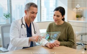 طبيب محترف يشرح خطة عمليات تجميل الصوت في تركيا للمريض باستخدام تقنيات متطورة