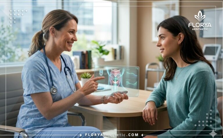 طبيب يشرح تقنيات كيف أجعل صوتي ناعم للمريضة باستخدام جهاز لوحي ذكي
