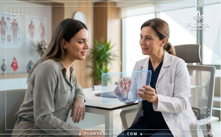 طبيب متخصص يشرح خطة جراحة تأنيث الصوت في تركيا باستخدام تقنيات حديثة.