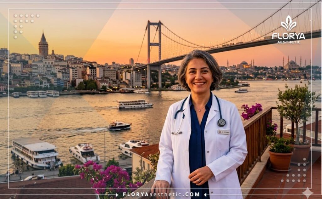 طبيب يرحب بالمرضى في اسطنبول أمام جسر البوسفور