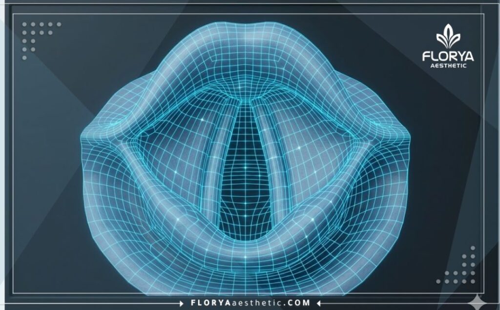 Escáner topográfico 3D de la zona anatómica de las cuerdas vocales