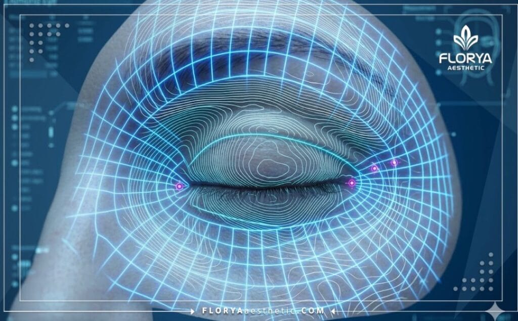 Futuristic 3D surface scan mapping the delicate eye area