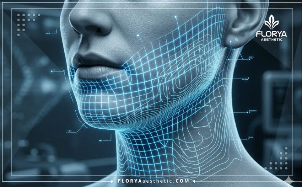 مسح ضوئي ثلاثي الأبعاد لمنطقة أسفل الوجه والفك يوضح دقة التخطيط الرقمي المتقدم