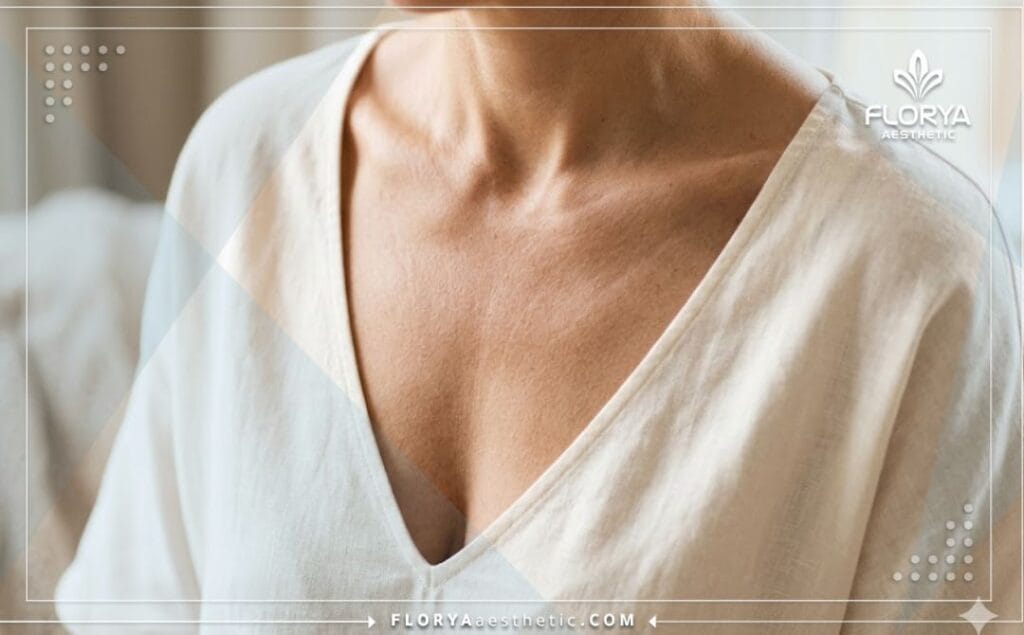 Cinematic close-up showcasing the perfect, flawless aesthetic result of a chest contouring procedure.
