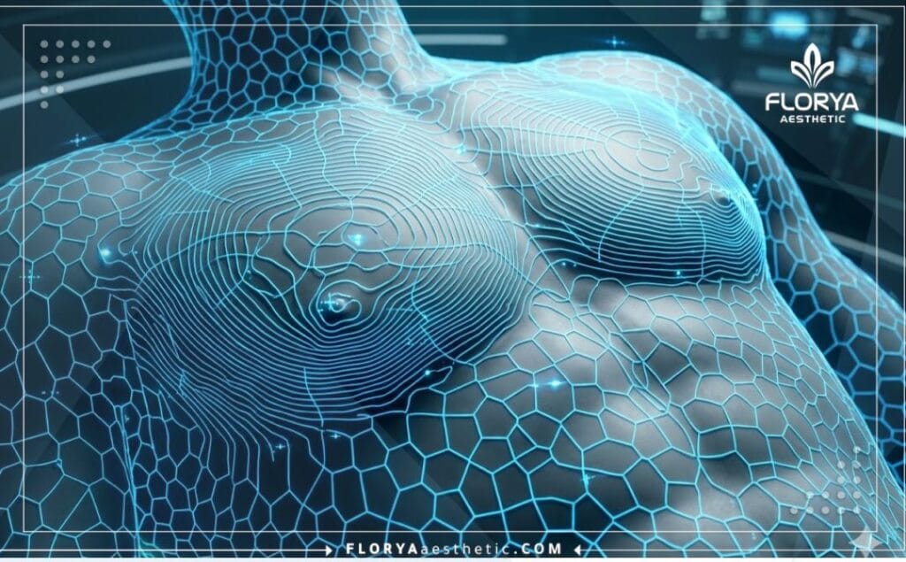 Высокотехнологичное 3D-сканирование мужской груди для точного медицинского планирования.