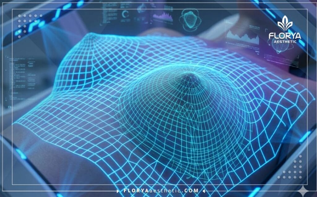 Macro 3D surface scan of the chest area demonstrating high-tech surgical precision.