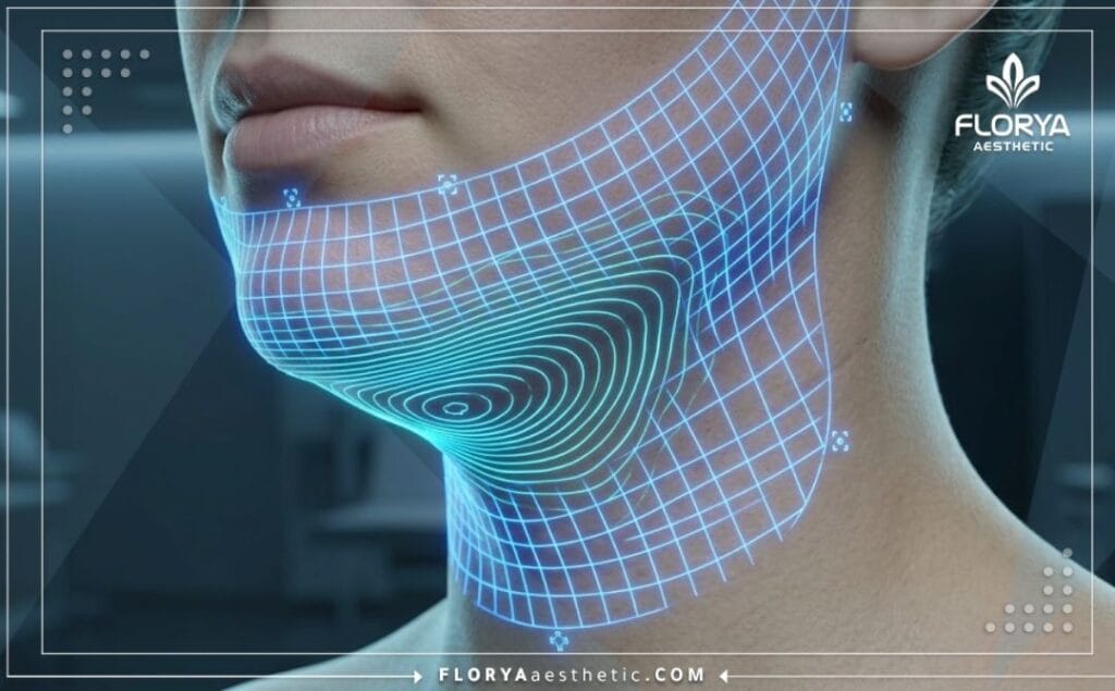 Escáner digital 3D de alta tecnología enfocado en la anatomía del cuello y mandíbula