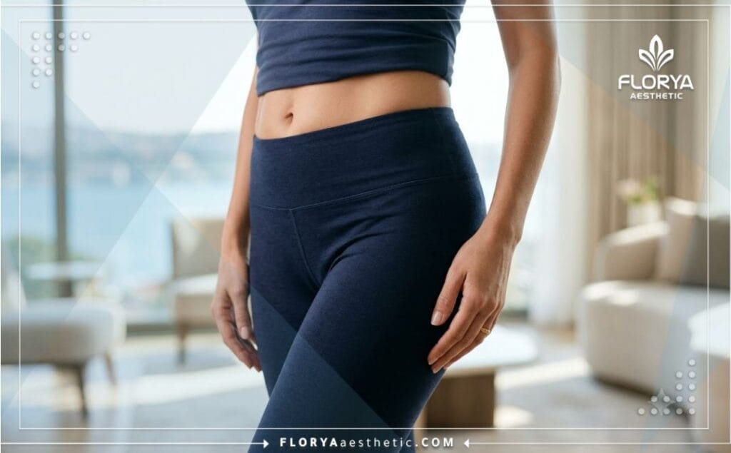 Close-up showing the flawless and natural result of a lower body lift