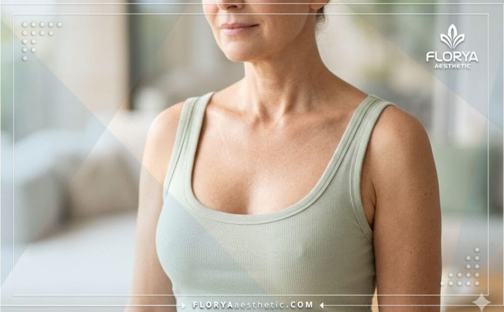 Aesthetic close-up demonstrating successful and natural-looking post-operative breast reconstruction results.
