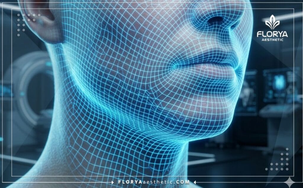 فحص ثلاثي الأبعاد لمنطقة الفك والوجه السفلي لإجراء شد الوجه