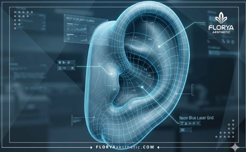 Modélisation numérique 3D montrant avec précision l'anatomie de l'oreille.