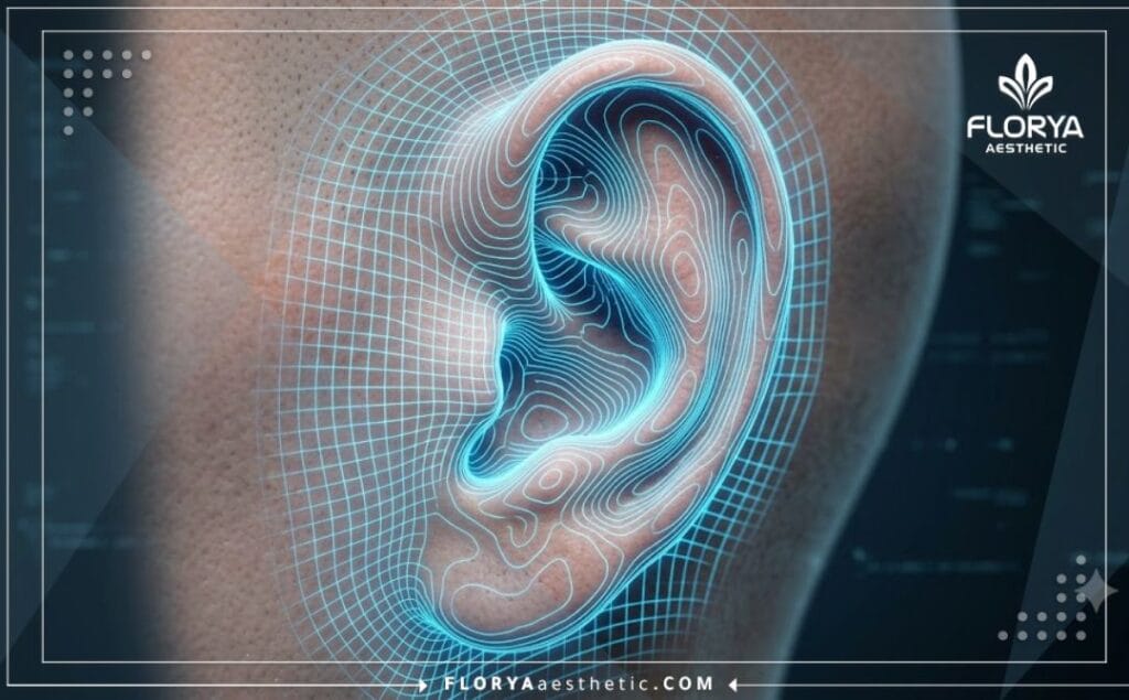 High-tech 3D macro surface scan highlighting the ear anatomy for precise otoplasty planning