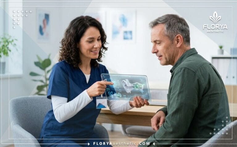 Médecin professionnel planifiant la chirurgie avec le Meilleur chirurgien en otoplastie en Turquie via une tablette numérique