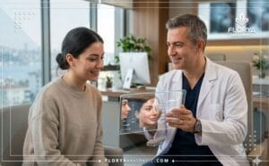 طبيب يستخدم تقنية متطورة لشرح خطة العلاج في أفضل عيادة تجميل الأنف في تركيا