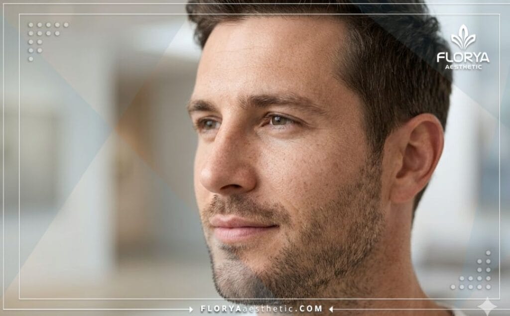 Perfect masculine facial aesthetic after successful nose surgery