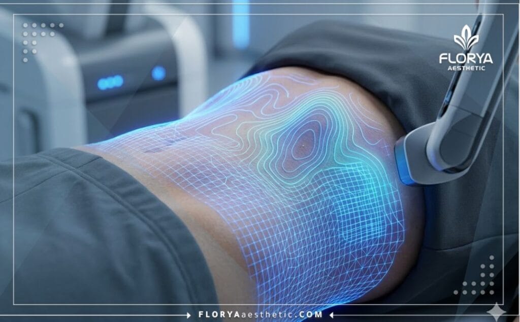 مسح ثلاثي الأبعاد دقيق لمنطقة تذويب الدهون بتقنية الليزر الأزرق لتحديد مناطق العلاج