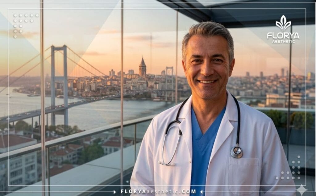 Friendly cosmetic surgeon welcoming patients to Istanbul near the beautiful Bosphorus.
