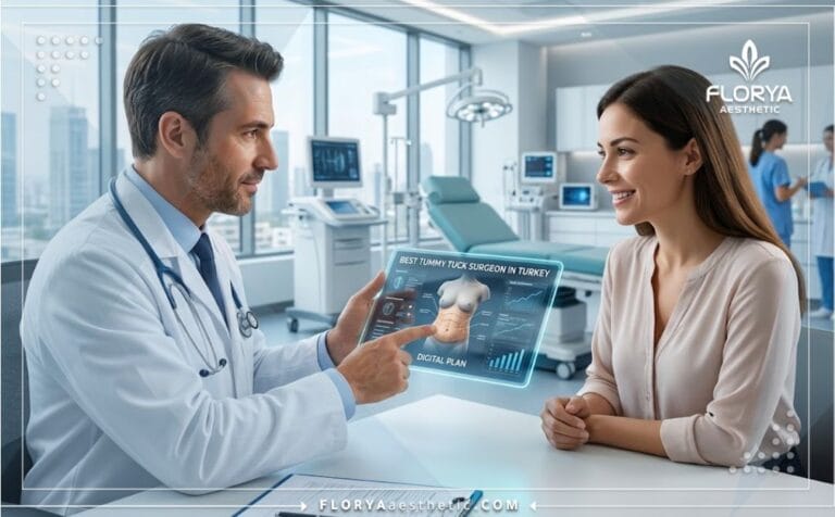 أفضل دكتور شد عضلات البطن في تركيا يعرض خطة العلاج الرقمية للمريض عبر جهاز لوحي متطور