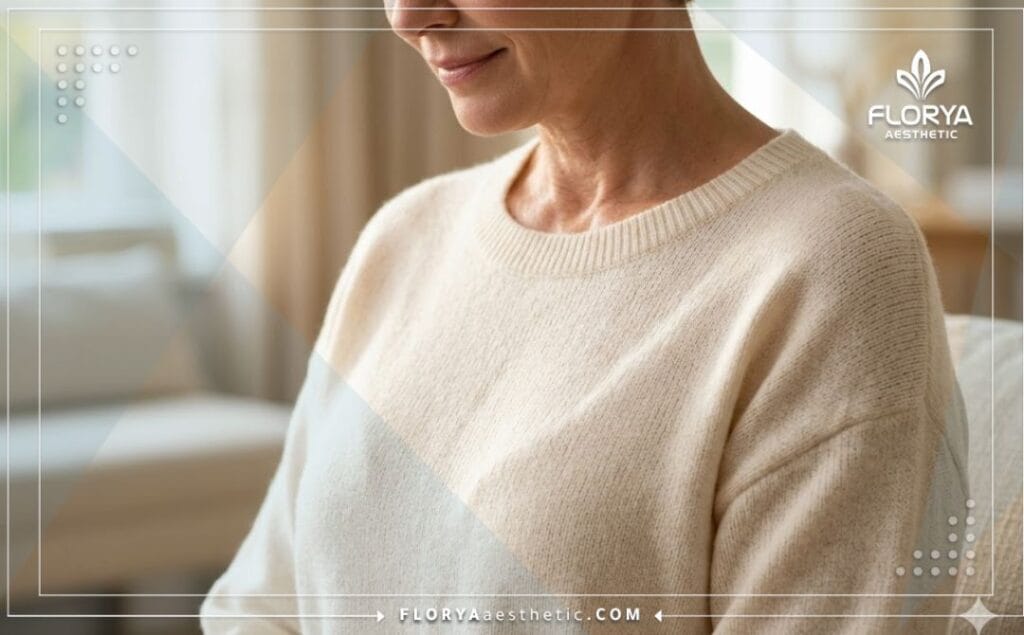 Cinematic close-up showing the perfect outcome of breast reconstruction