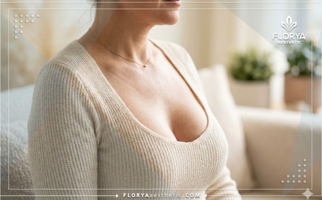 Cinematic close-up showing the perfect and natural outcome of a breast revision procedure.
