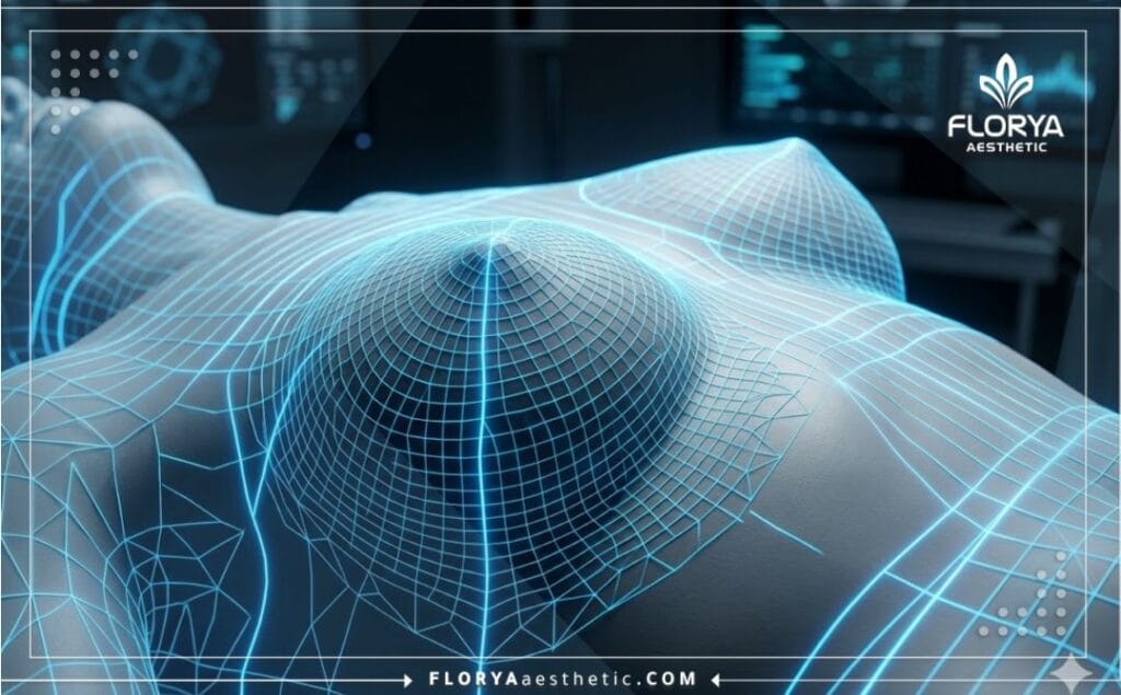 مسح رقمي ثلاثي الأبعاد دقيق لمنطقة الصدر يوضح تقنيات الترميم المتقدمة
