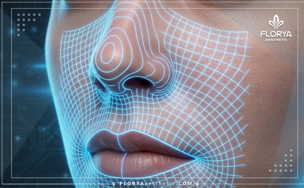 High-tech 3D macro surface scan of the nasal and lip area