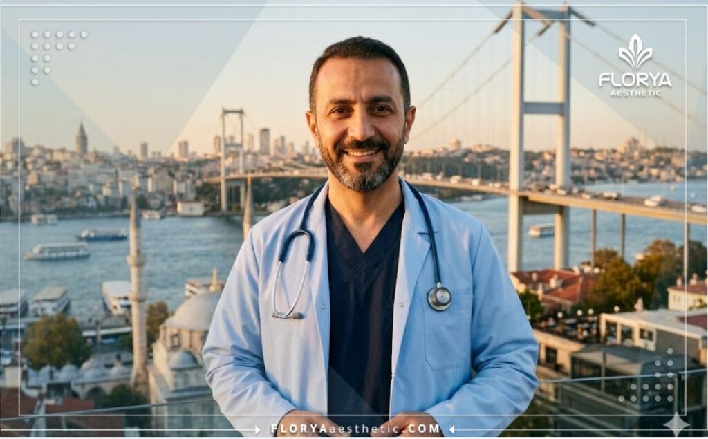 Chirurgien souriant accueillant une patiente à Istanbul.