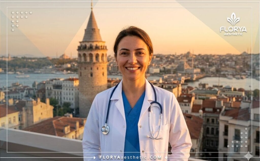 Doctor amable dando la bienvenida a pacientes en Estambul.
